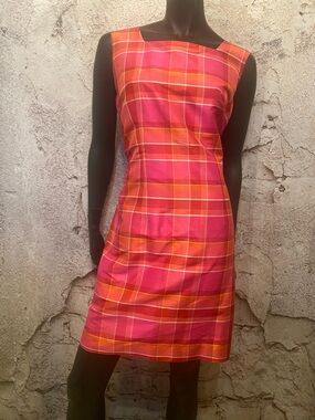 Jillian Jones Silk Plaid Shift Dress